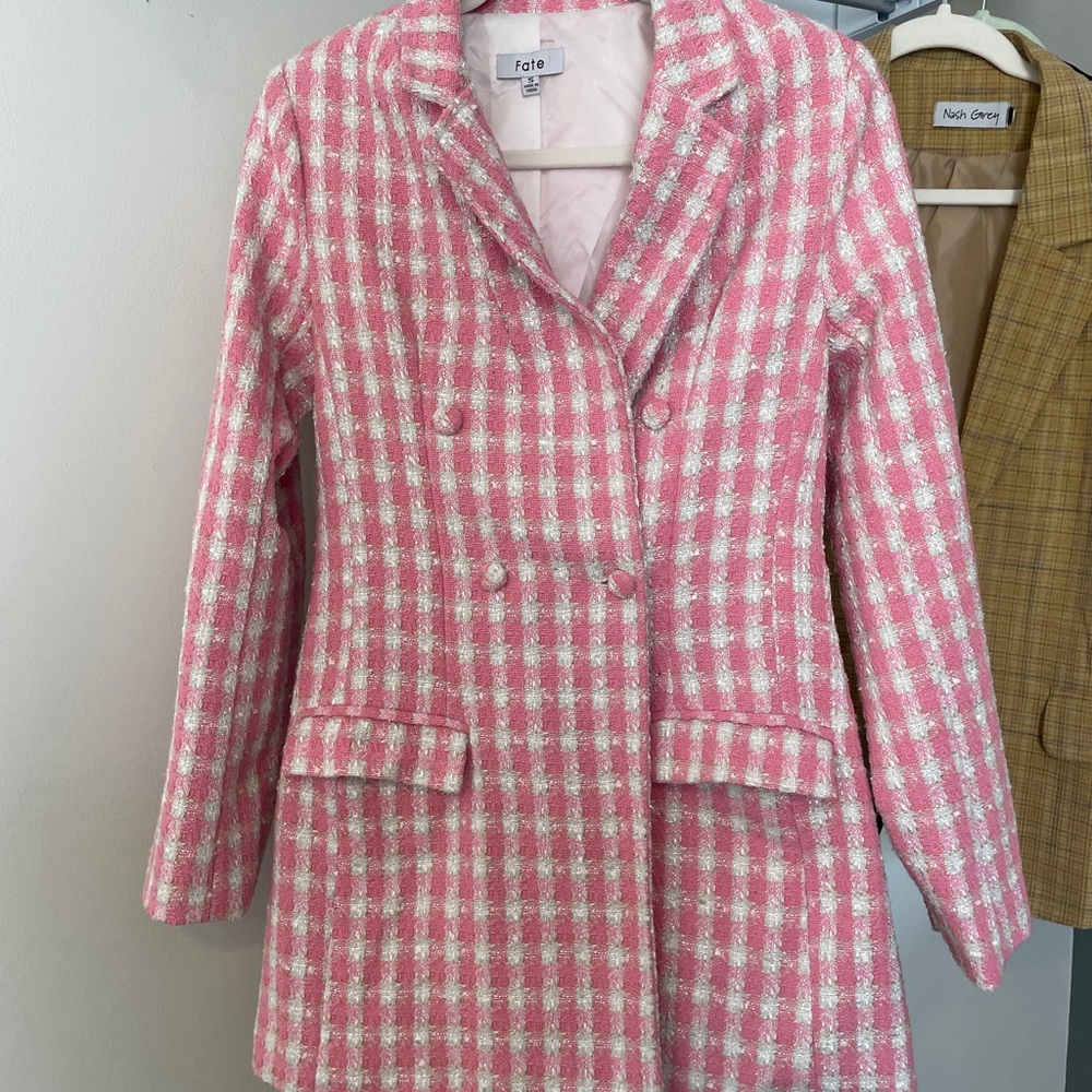 Fate Pink Plaid Women's Coat